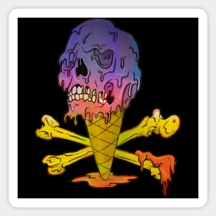 Horror Design Ice Cream Cone Melting Skull Sticker